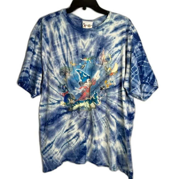 Walt Disney World Retro Tie Dye Short Sleeve Tshirt "Where Magic Lives" Sz LG - Picture 1 of 9